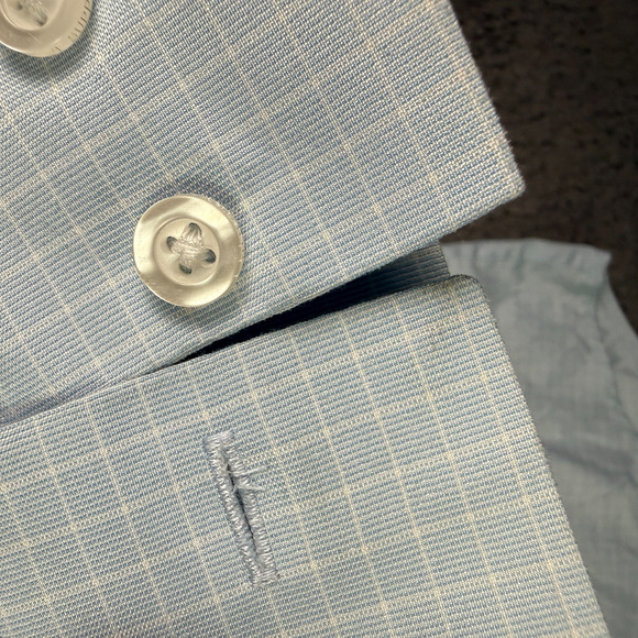 Ministry of Supply Shirt Mens L Blue Plaid Performance Button Slim Fit Stretch - Picture 4 of 11